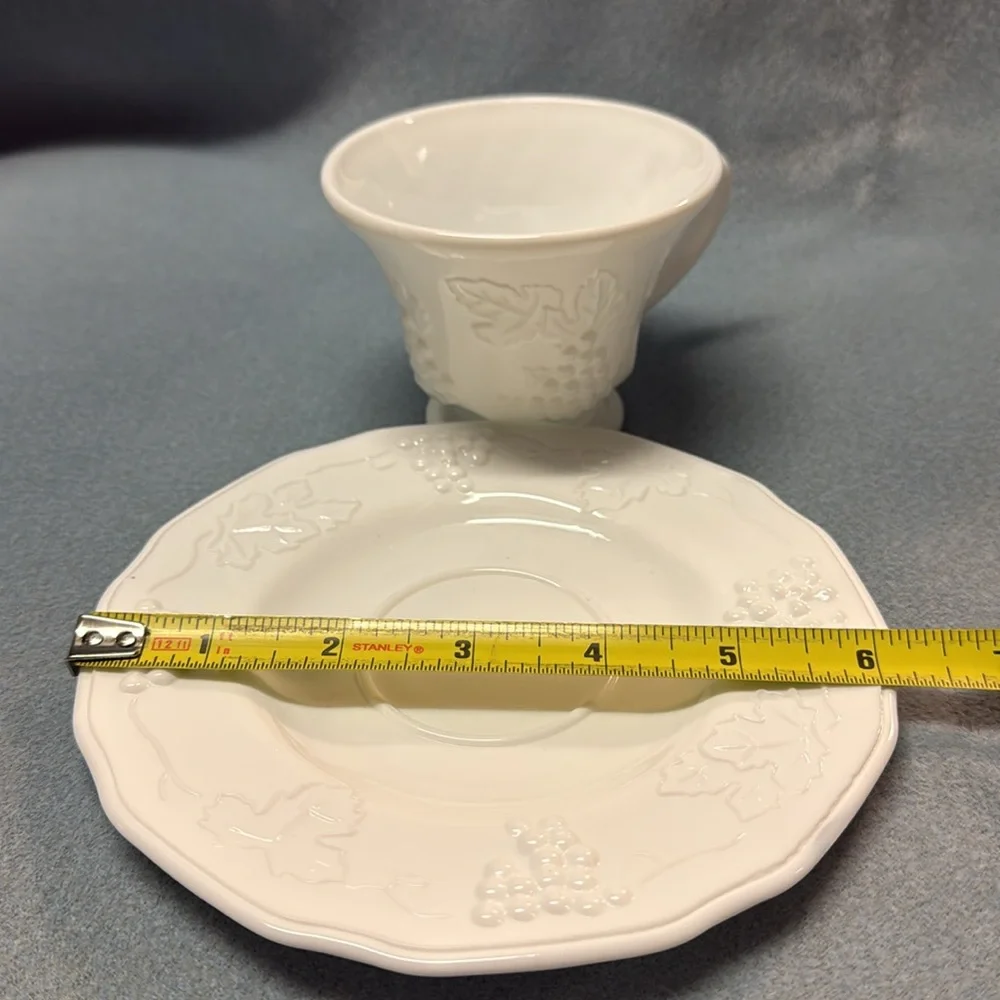 Indiana Glass Colony Harvest White 2-Cups and 2-Saucers (Two Sets)